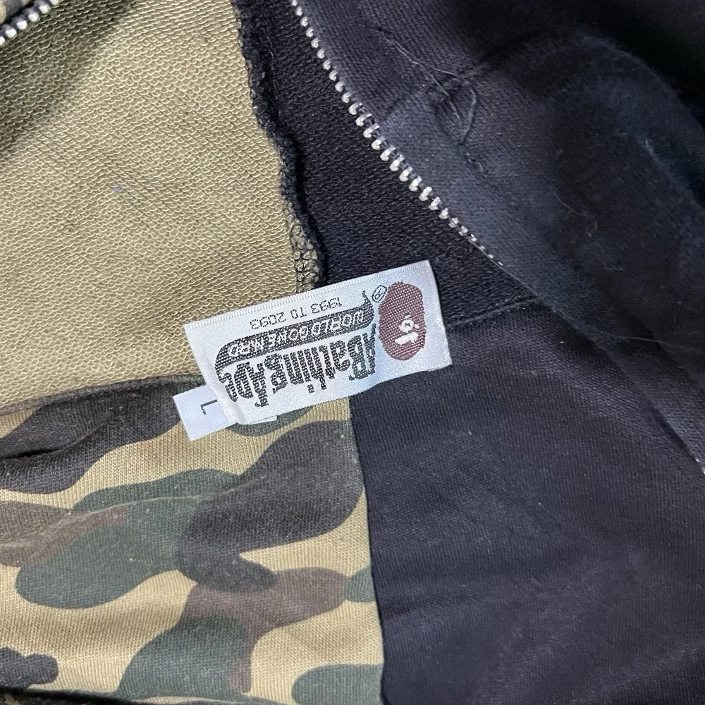 Bape A Bathing Ape Shark Hoodie LG WGM Tiger Camo Color Block Full Zip EUC - Picture 5 of 13
